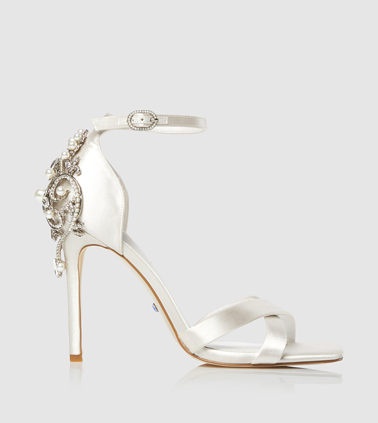 Buy Dune London Maridel Embellished Cross Strap Sandals In White