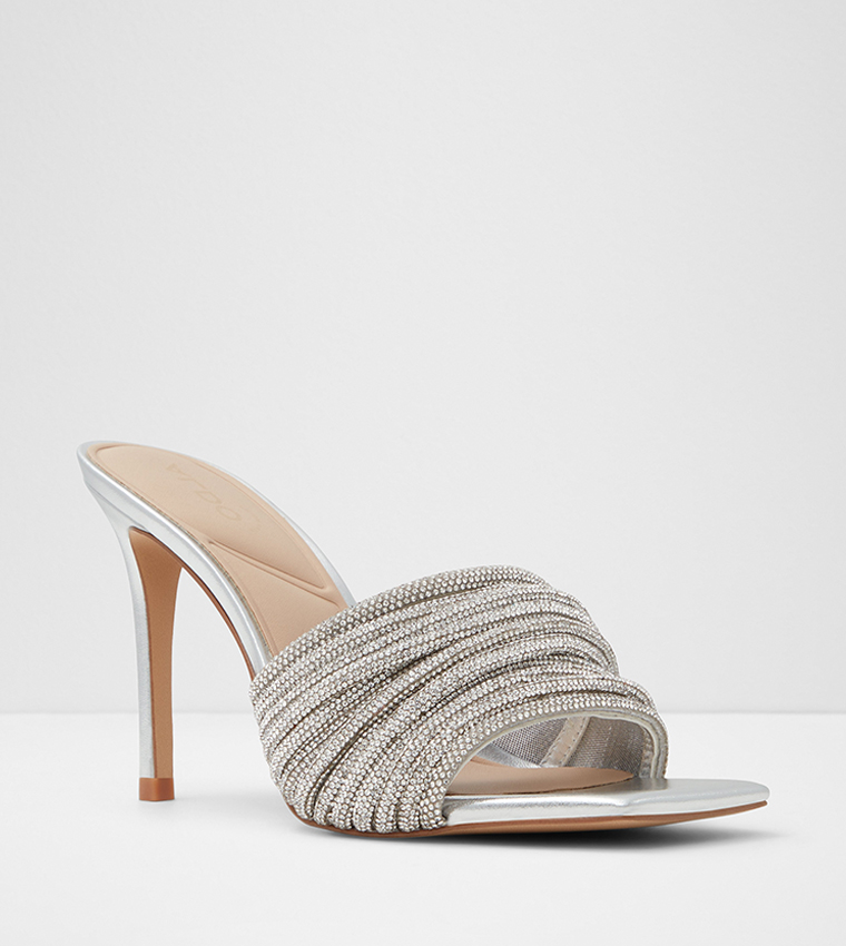 Buy Aldo MARIELLE Embellished Heel Sandals In Silver 6thStreet Kuwait