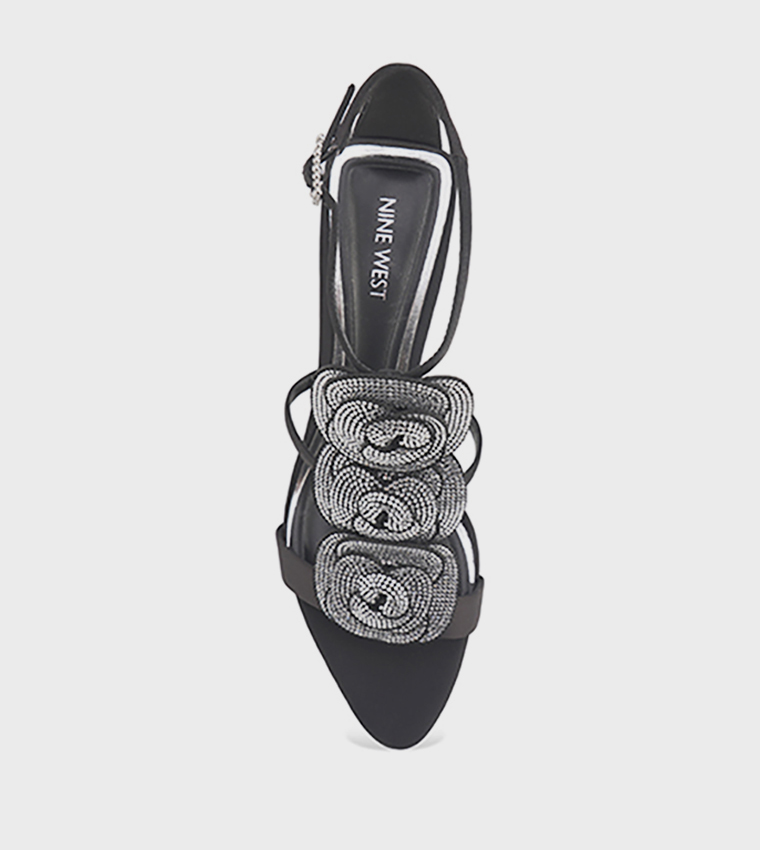 MARLAIN Floral Appliqued Heeled Sandals
