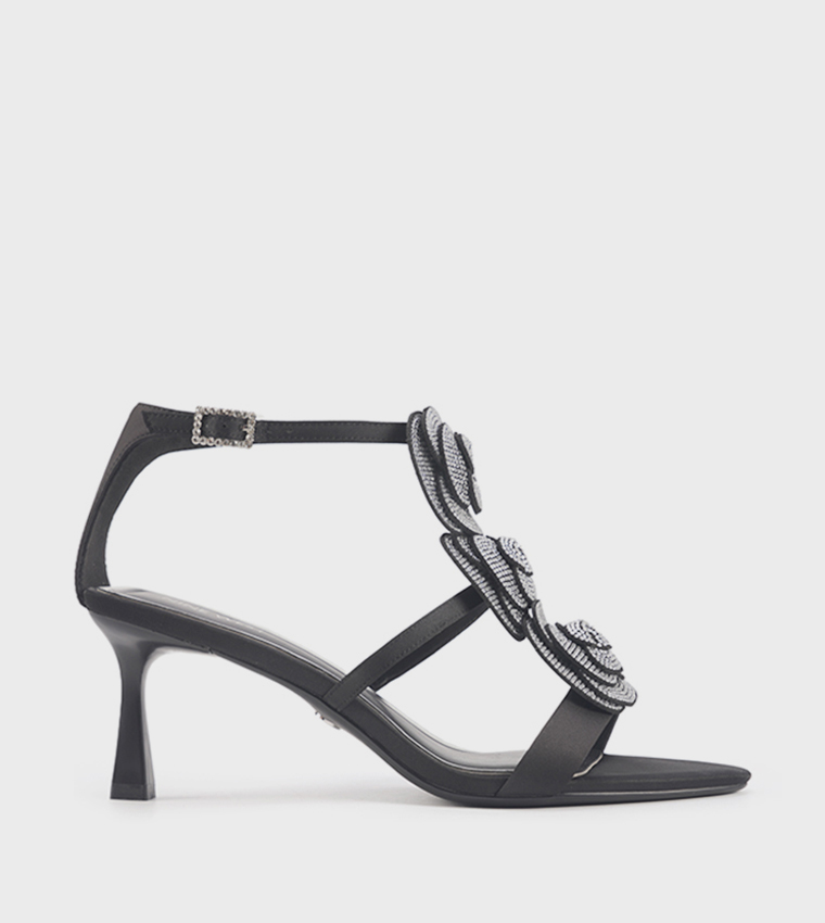 MARLAIN Floral Appliqued Heeled Sandals