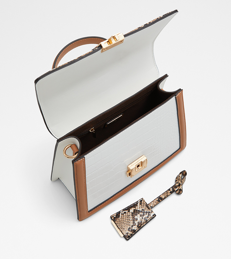 MARTISSA Snakeskin Trim Top Handle Bag