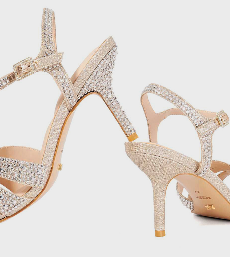 MAYVEN Embellished Ankle Strap Heel Sandals