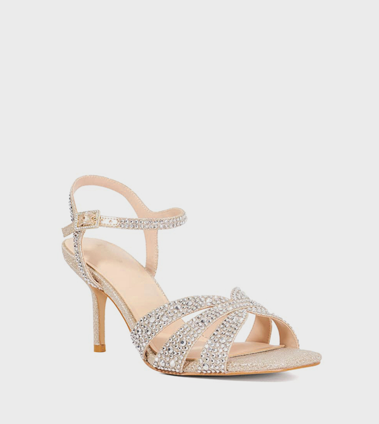 MAYVEN Embellished Ankle Strap Heel Sandals