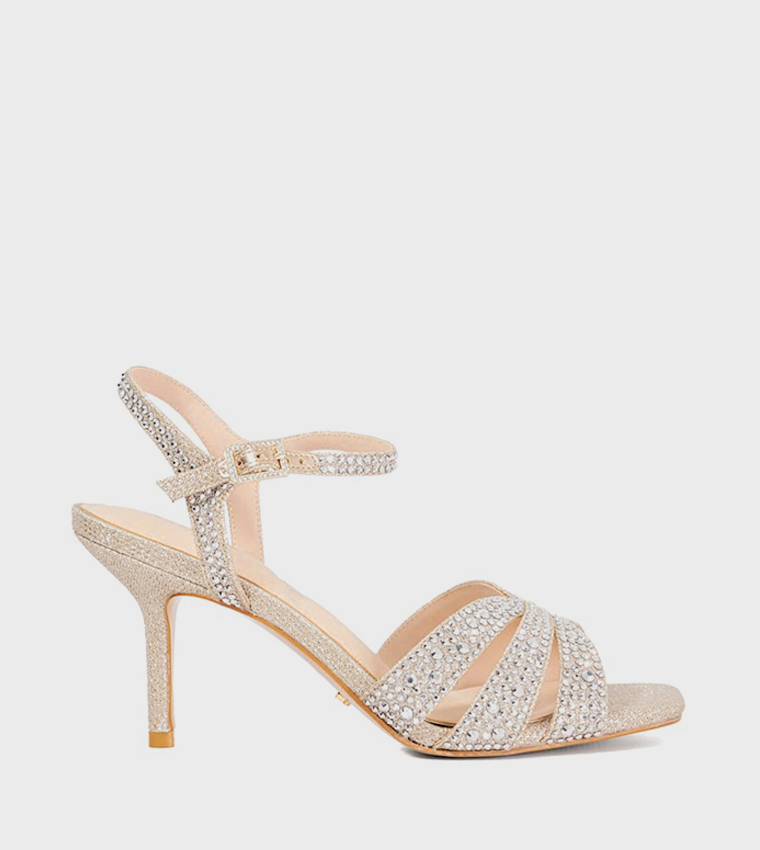 MAYVEN Embellished Ankle Strap Heel Sandals