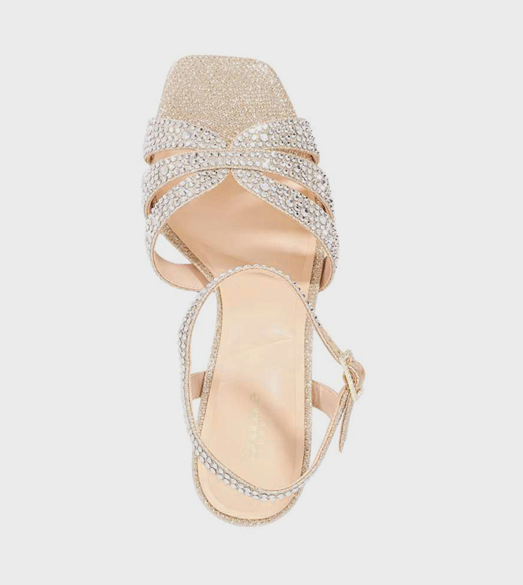 MAYVEN Embellished Ankle Strap Heel Sandals