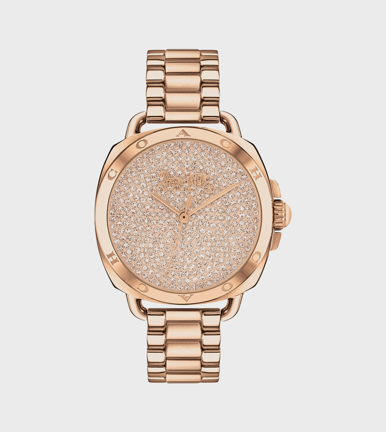 Gold Dial Steel Analog Watch