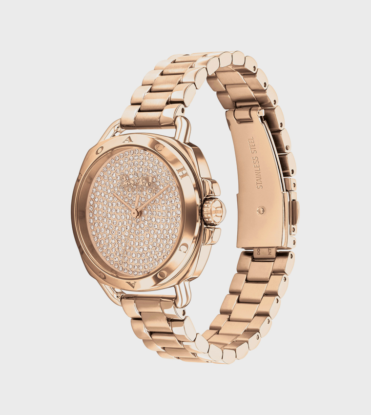 Gold Dial Steel Analog Watch