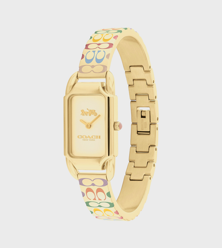 Gold Dial Steel Analog Watch
