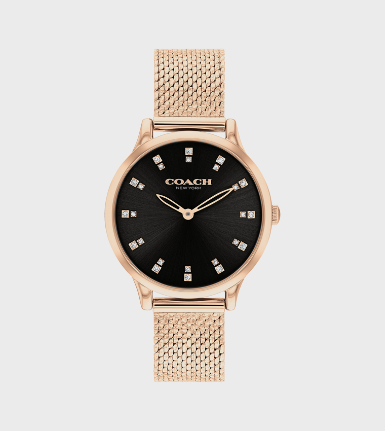 Black Dial Steel Analog Watch