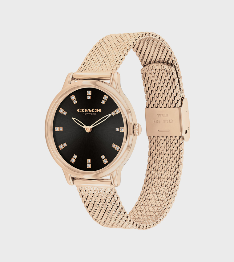 Black Dial Steel Analog Watch