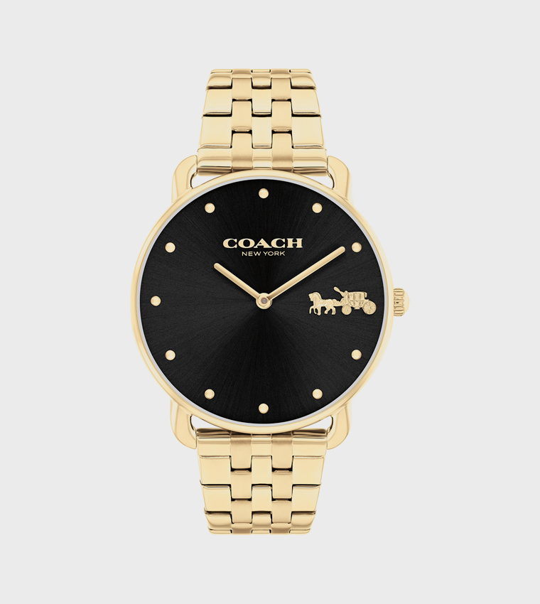Black Dial Steel Analog Watch