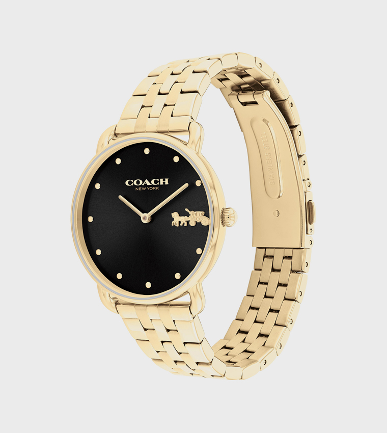 Black Dial Steel Analog Watch