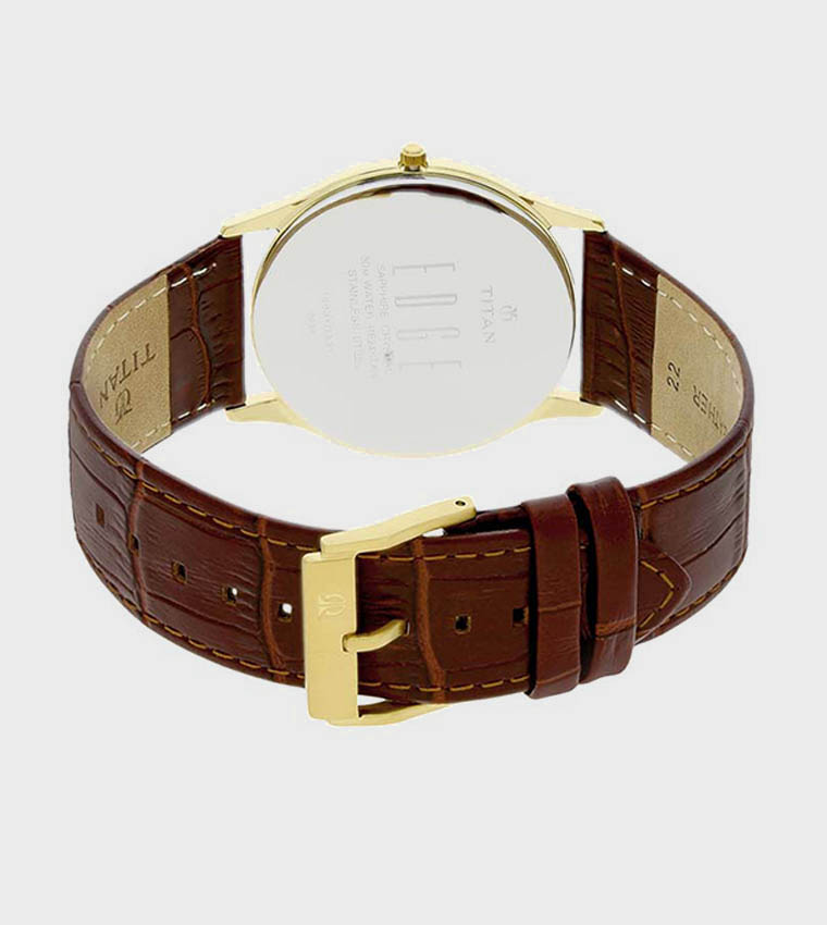 EDGE White Dial Analog Watch with Leather Strap