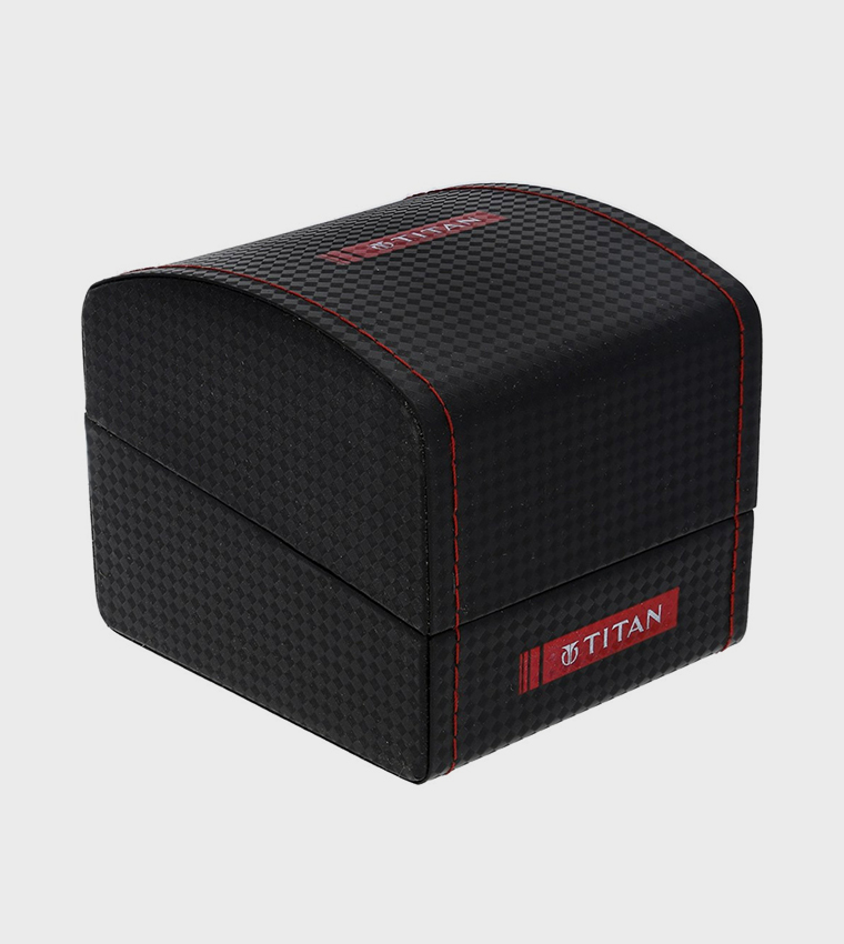 Black Dial Multifunction Watch with Leather Strap