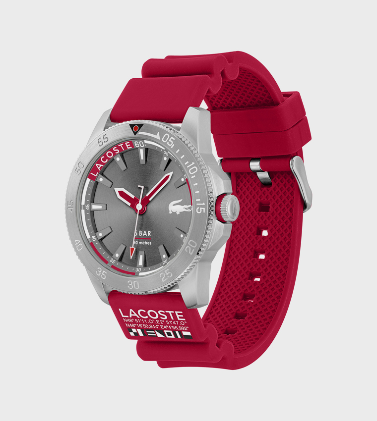 Red Dial Silicone Strap Analog Watch