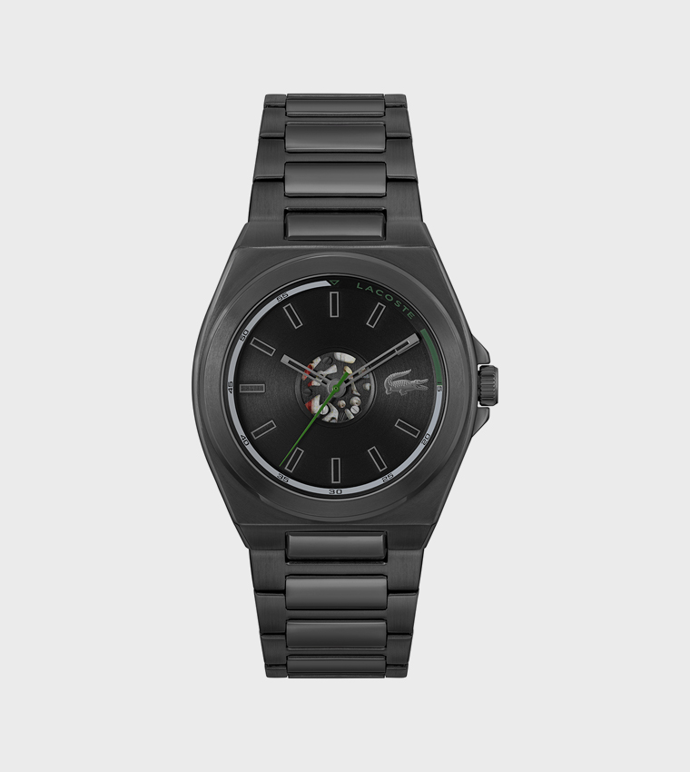 Black Dial Steel Analog Watch
