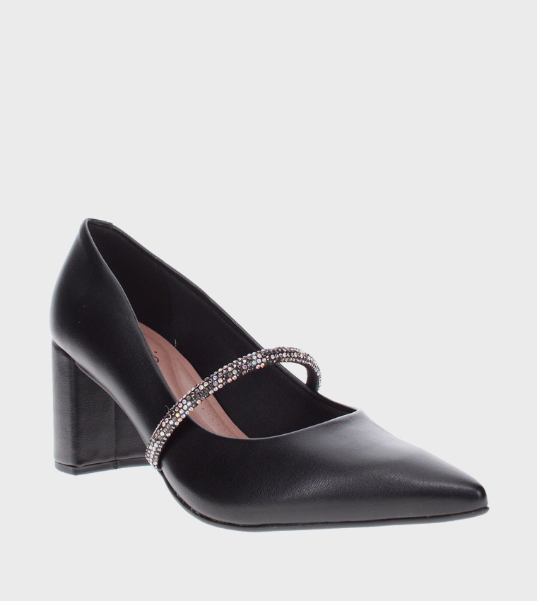 GLOW Embellished Block Heel Pumps