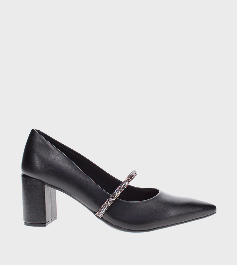 GLOW Embellished Block Heel Pumps