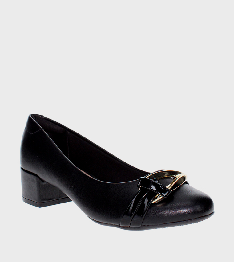 BOREALIS Metal Accent Block Heel Pumps