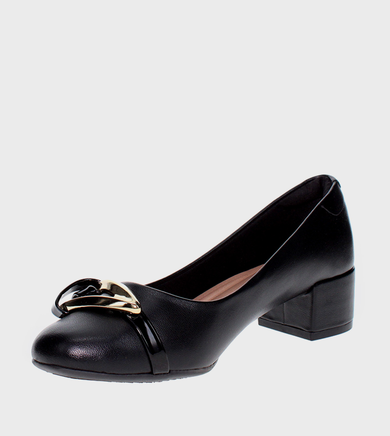 BOREALIS Metal Accent Block Heel Pumps