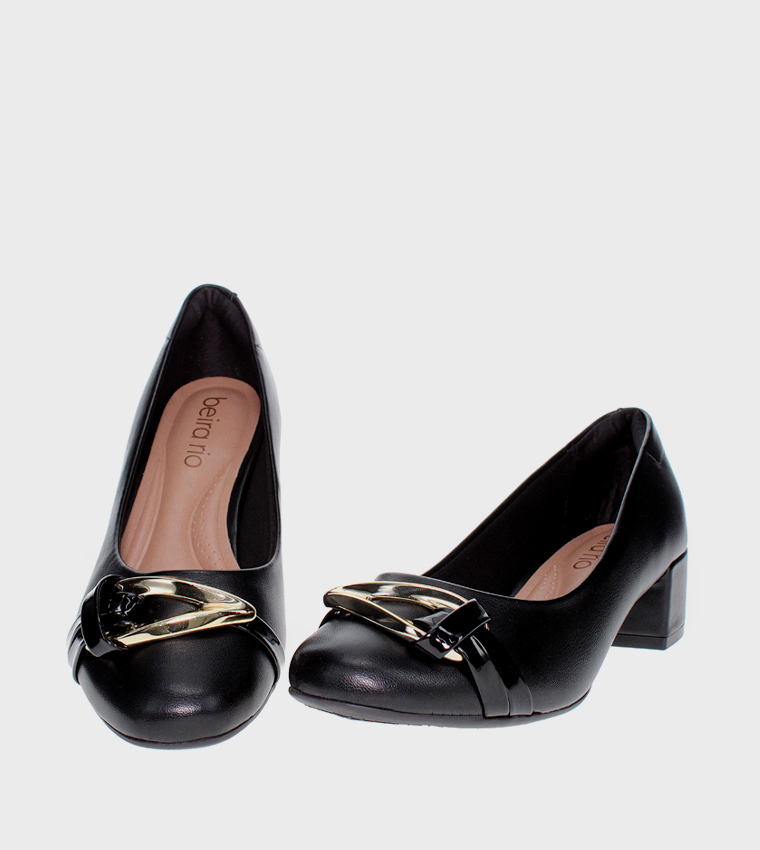 BOREALIS Metal Accent Block Heel Pumps
