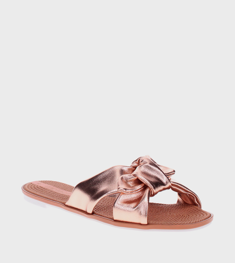 LAME Open Toe Flat Sandals
