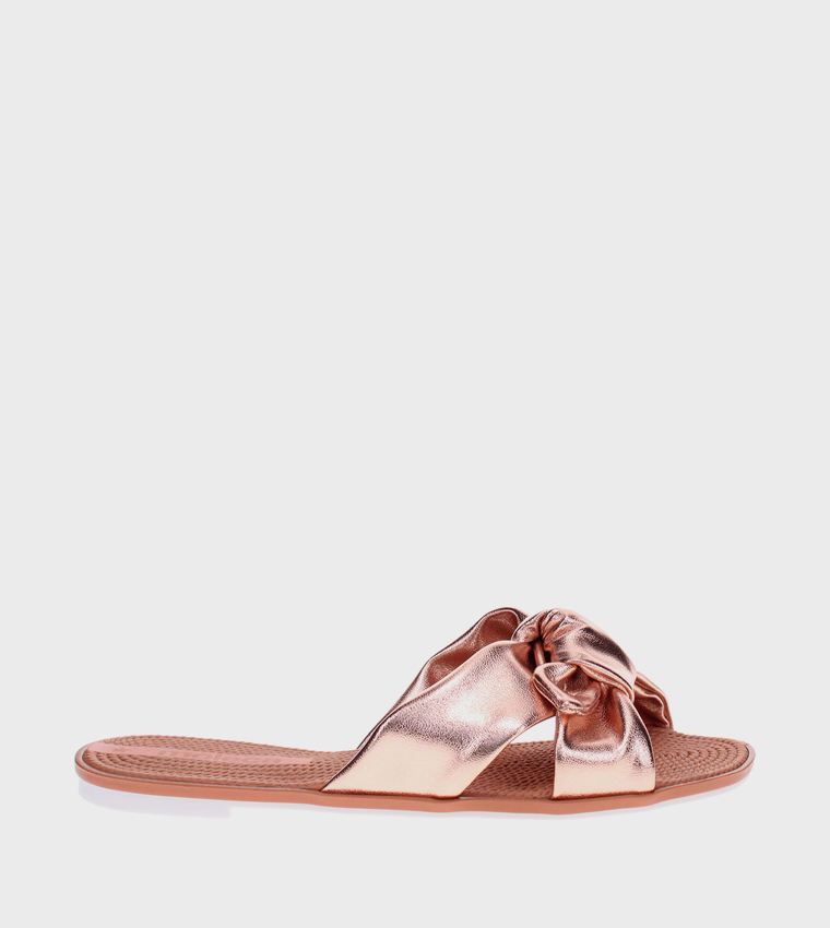 LAME Open Toe Flat Sandals