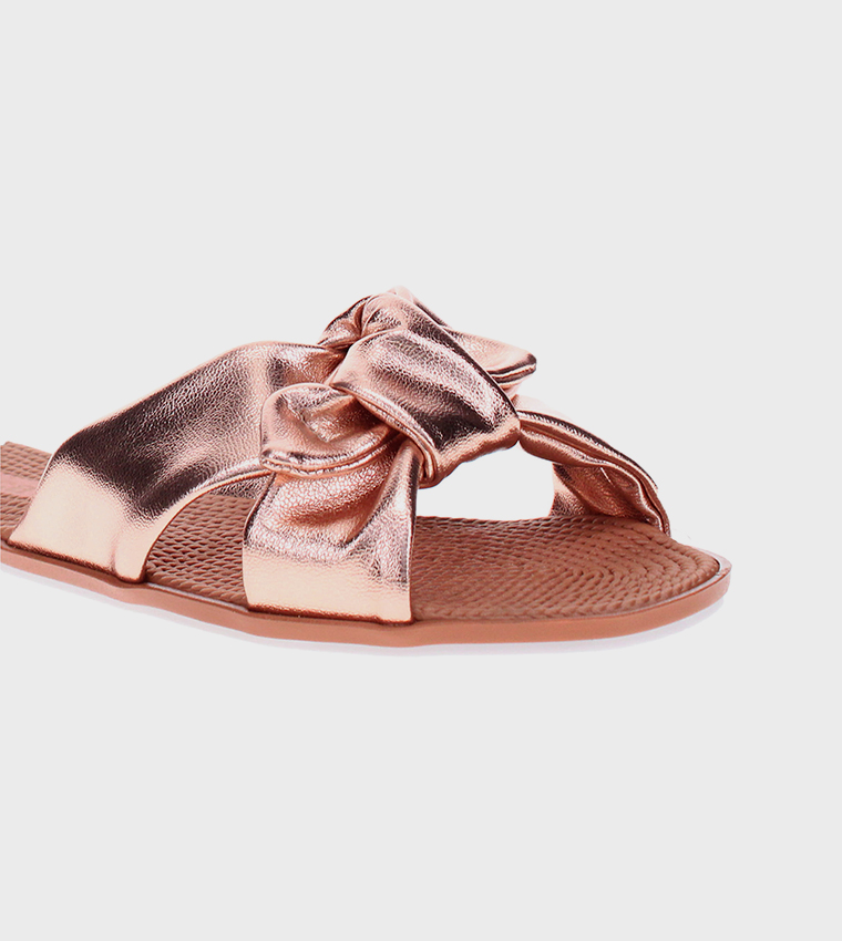 LAME Open Toe Flat Sandals