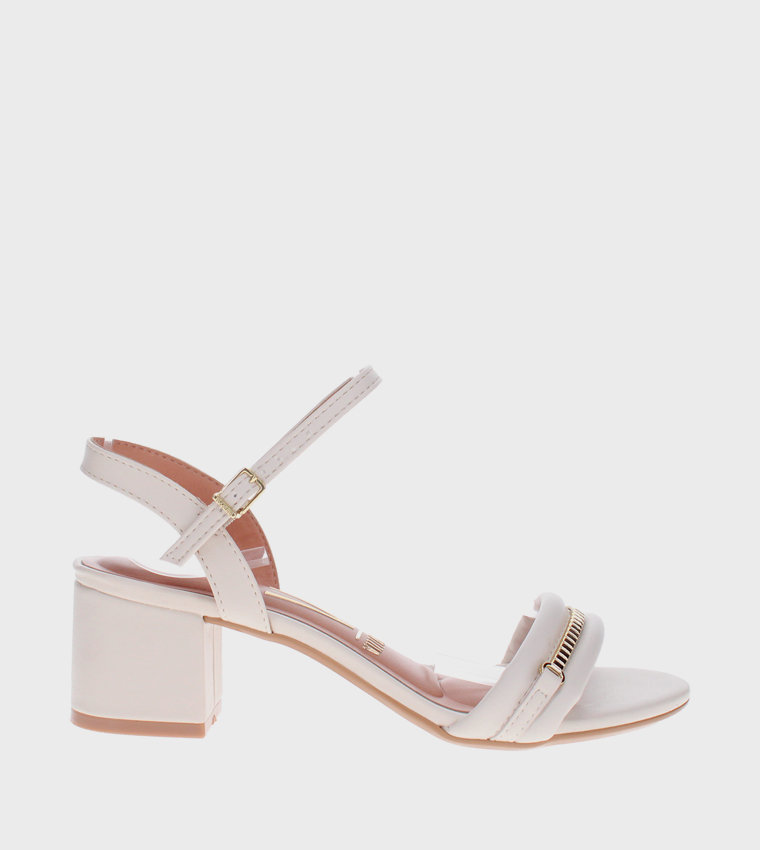 QAELL Ankle Strap Block Heel Sandals