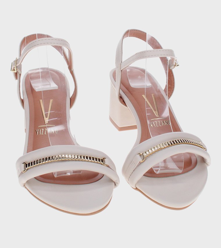 QAELL Ankle Strap Block Heel Sandals