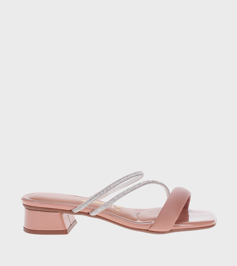 QAELL Embellished Block Heel Sandals