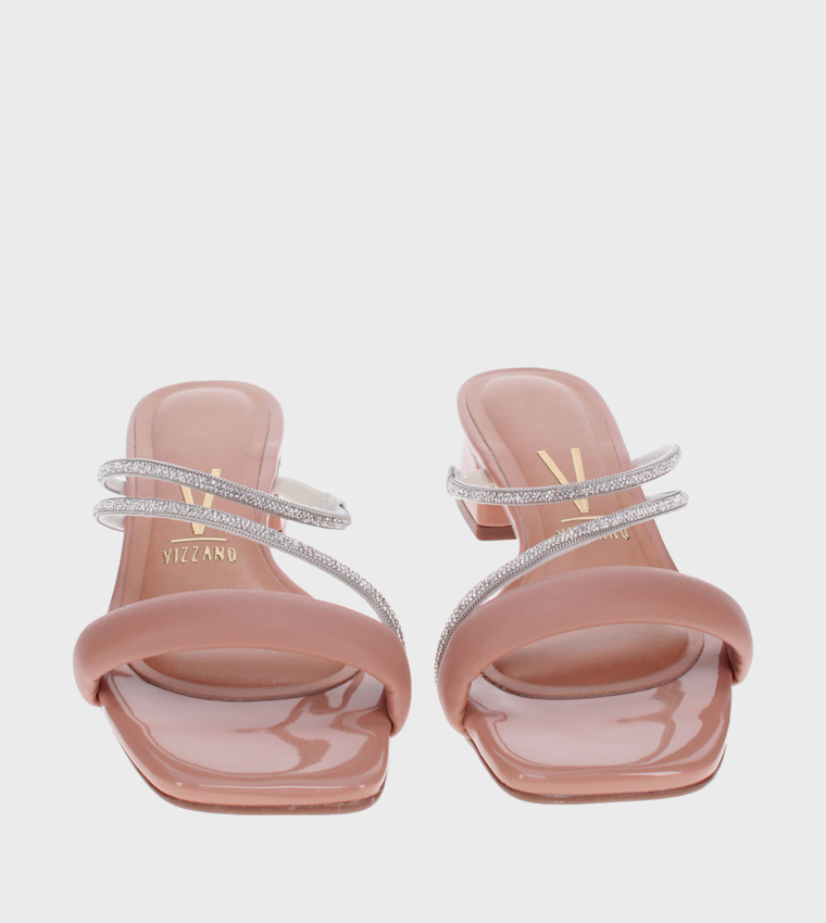 QAELL Embellished Block Heel Sandals