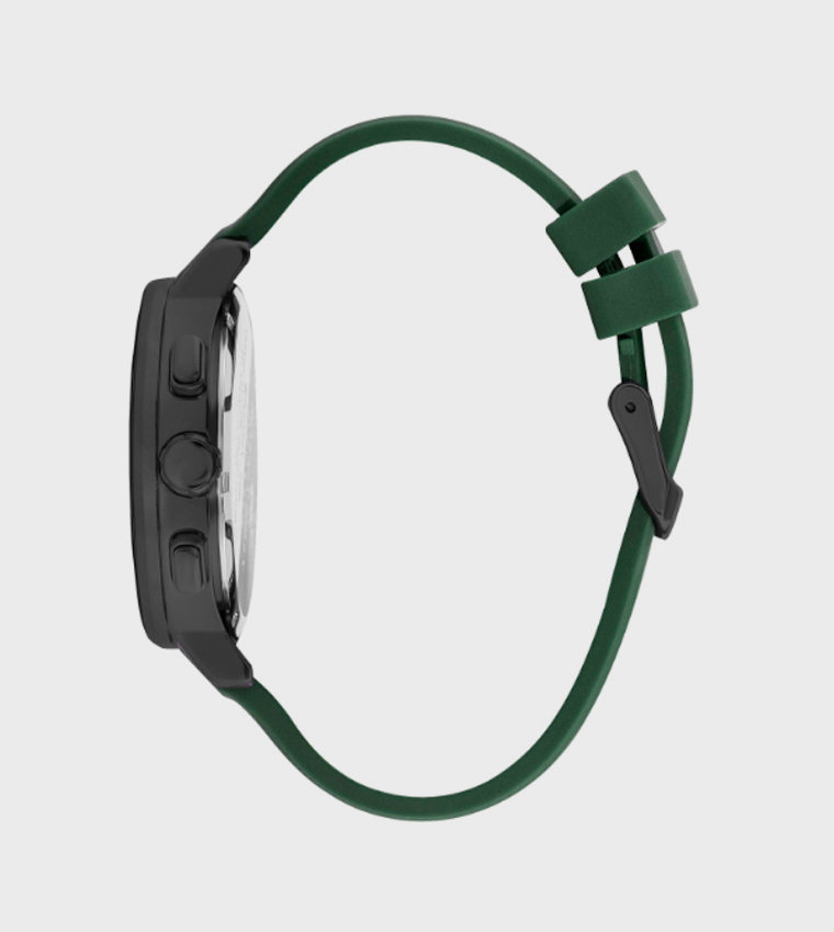 Green Dial Multifunction Watch with Silicone Strap