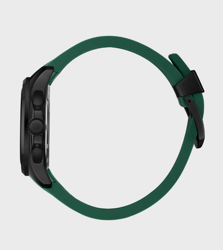 Green Dial Multifunction Watch with Silicone Strap