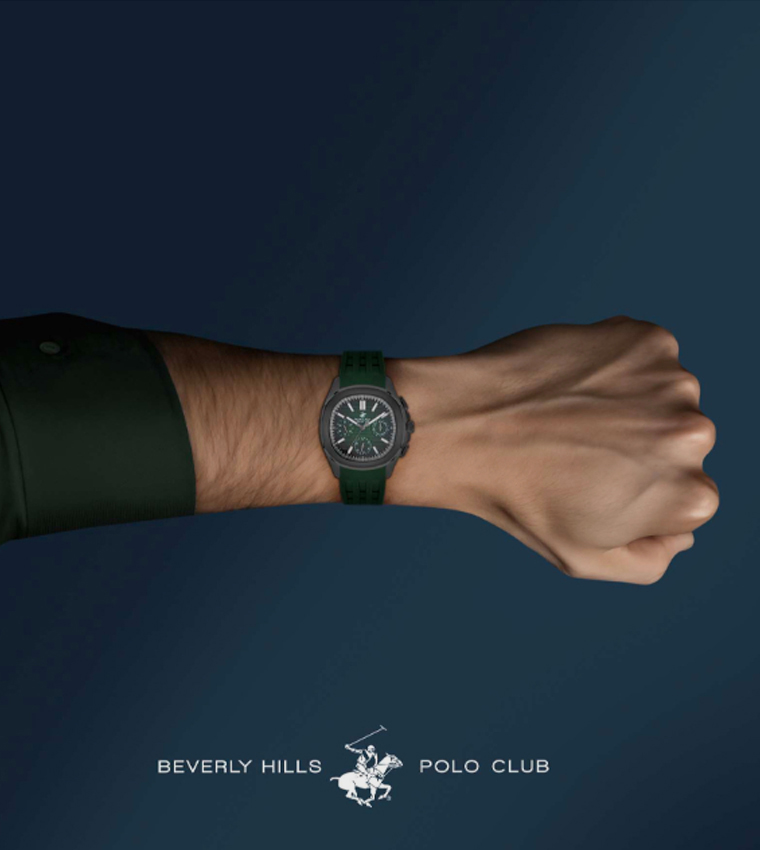 Green Dial Multifunction Watch with Silicone Strap