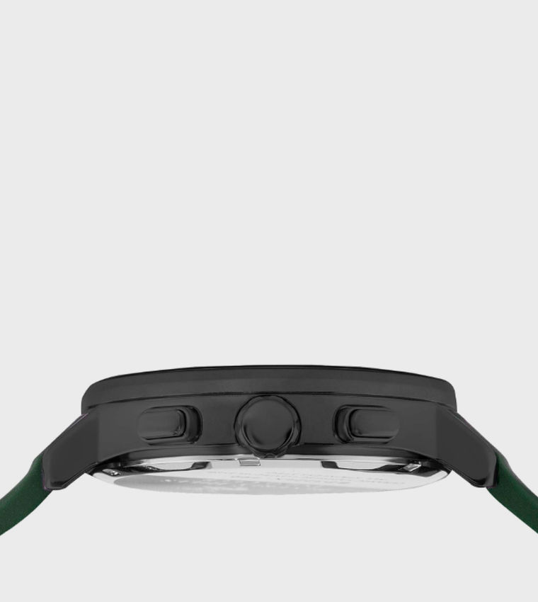 Green Dial Multifunction Watch with Silicone Strap