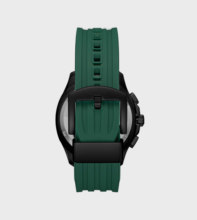 Green Dial Multifunction Watch with Silicone Strap