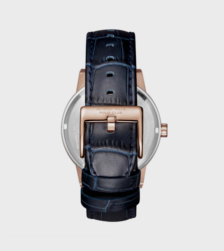 Blue Dial Mechanical Watch with Leather Strap