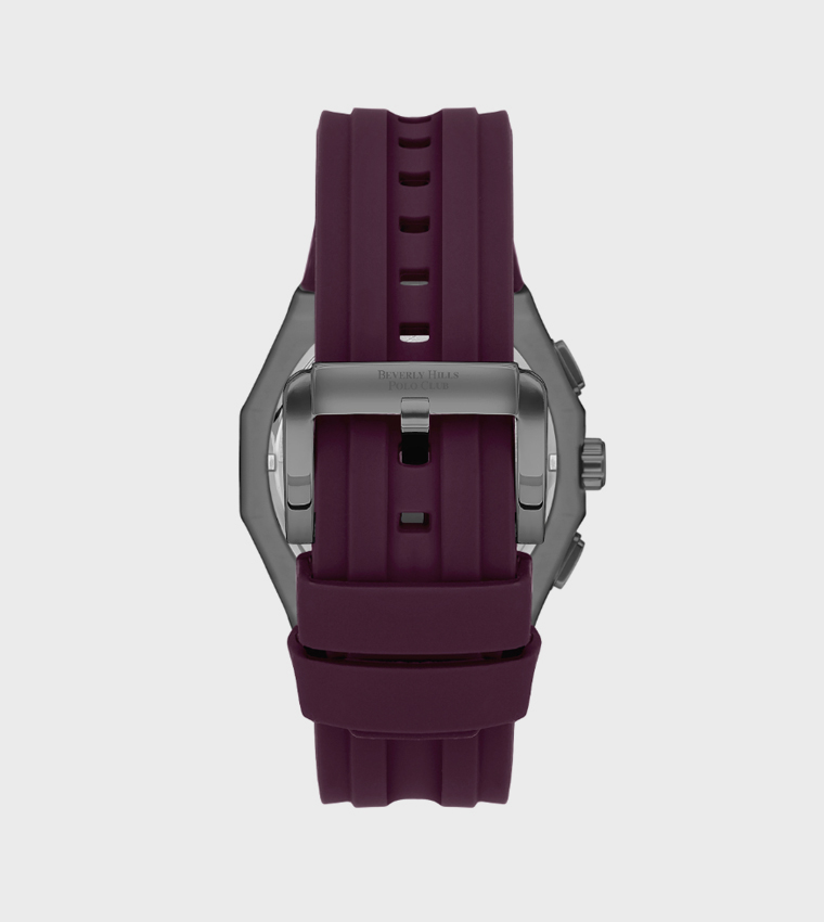 Black Dial Multifunction Watch with Silicone Strap
