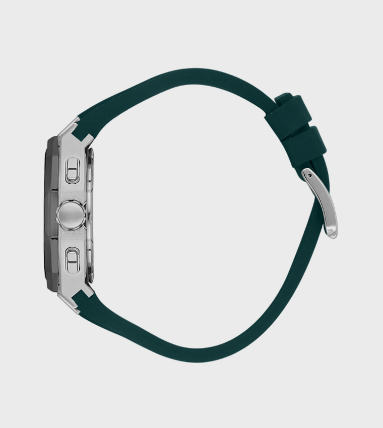 Green Dial Multifunction Watch with Silicone Strap