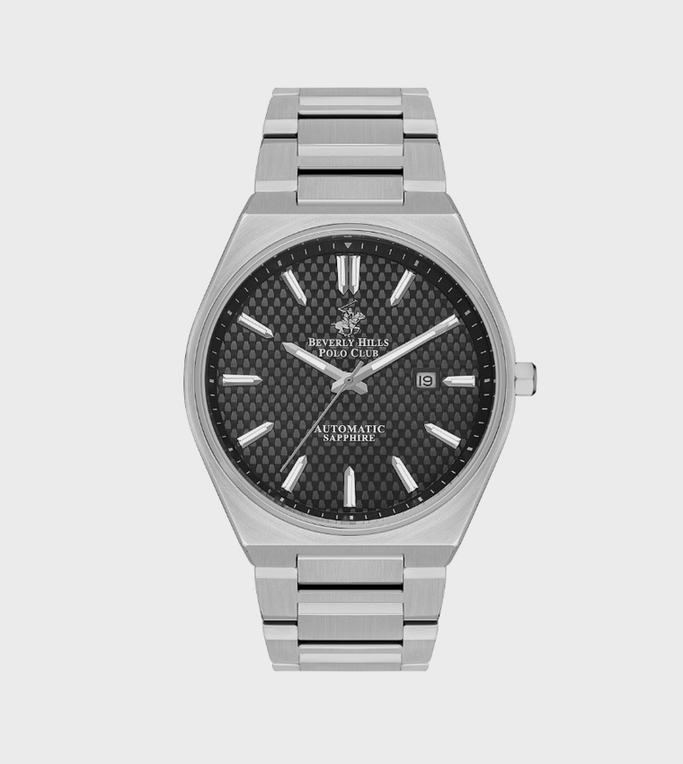 Black Dial Automatic Watch with Metal Strap