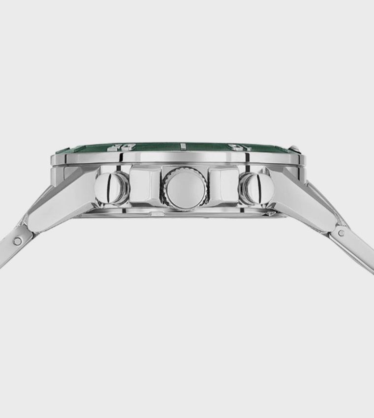 Green Dial Multifunction Watch with Metal Strap