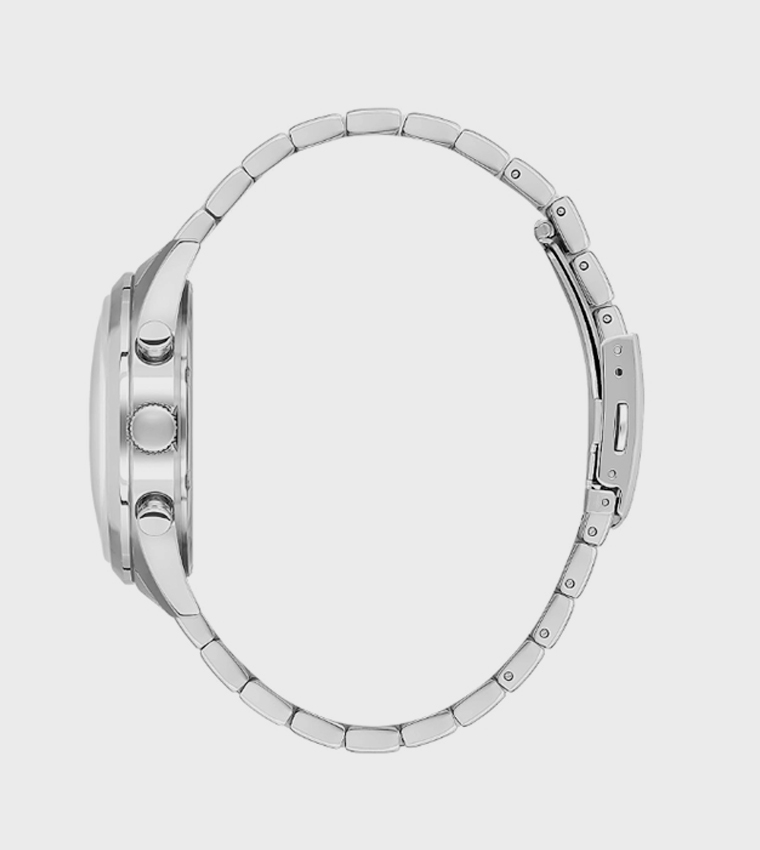 Blue Dial Multifunction Watch with Metal Strap