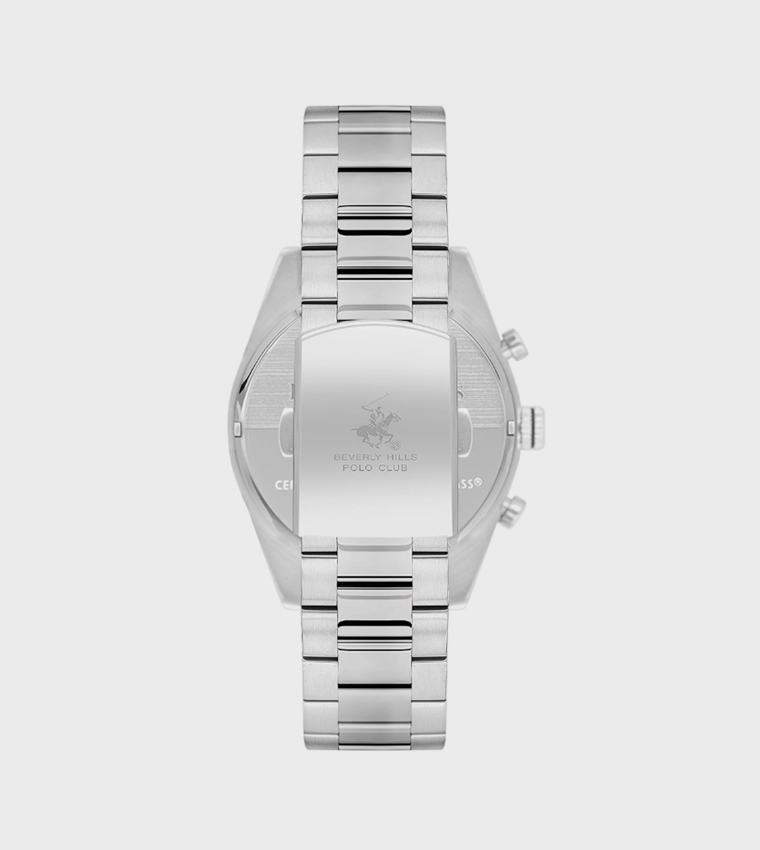 Blue Dial Multifunction Watch with Metal Strap