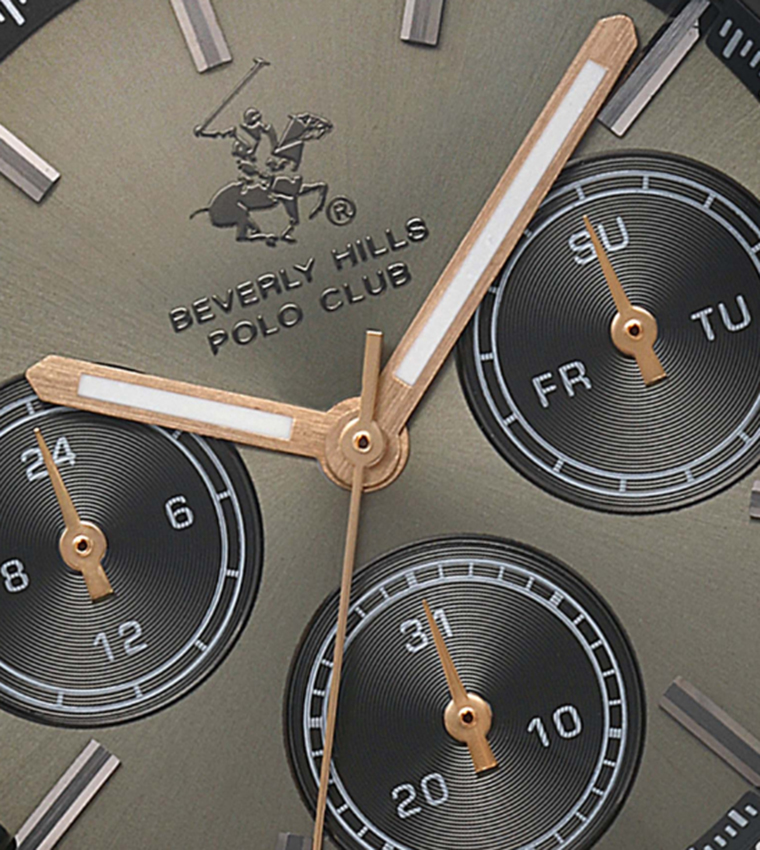 Brown Dial Multifunction Watch with Leather Strap