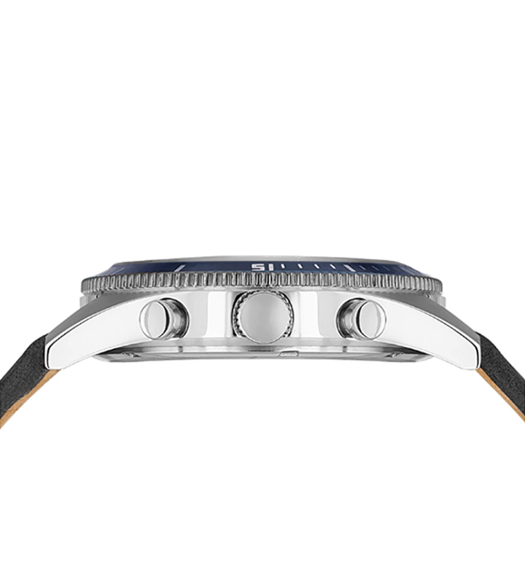 Blue Dial Multifunction Watch with Leather Strap