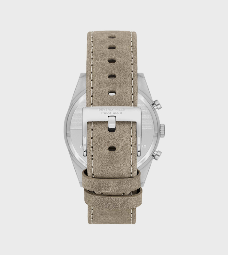 Brown Dial Multifunction Watch with Leather Strap