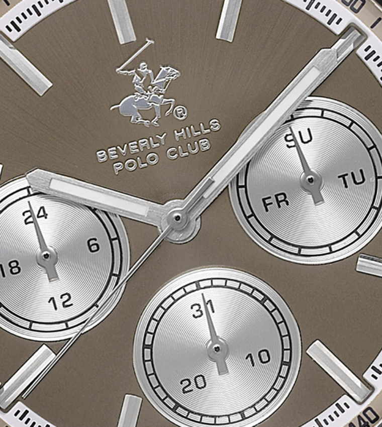Brown Dial Multifunction Watch with Leather Strap