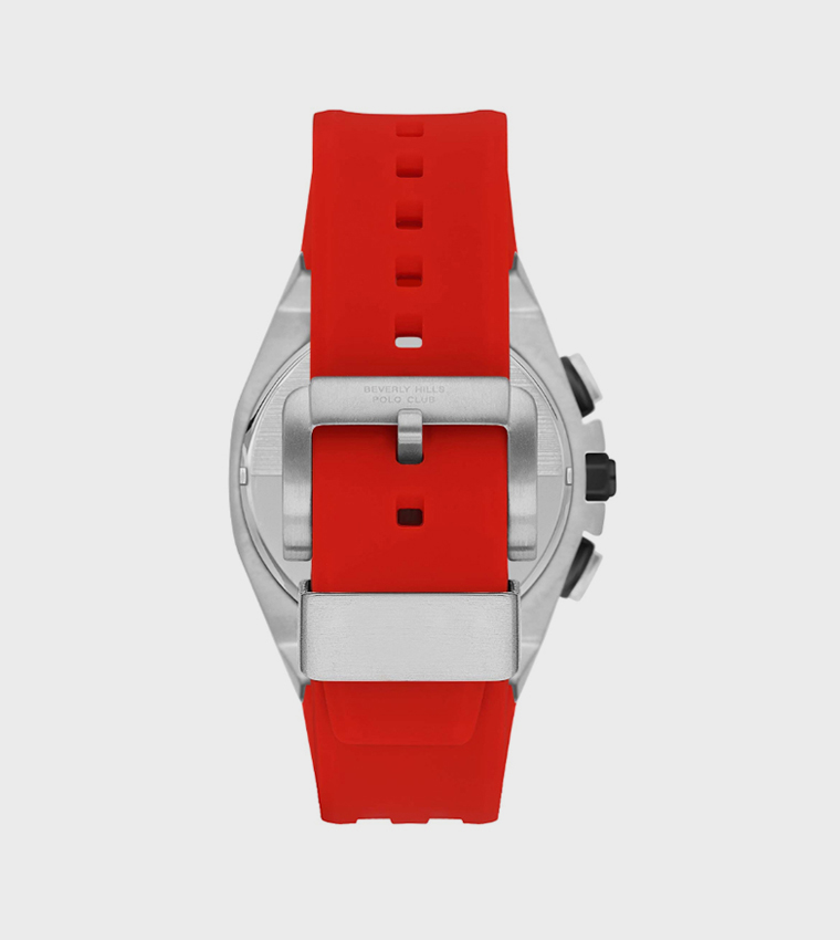 Black Dial Multifunction Watch with Silicone Strap