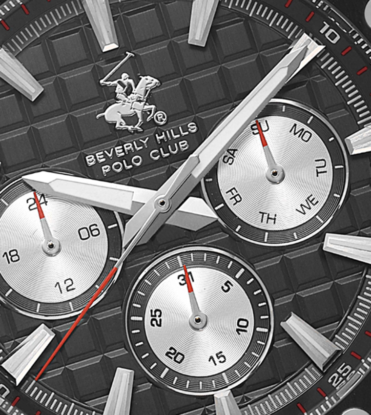 Black Dial Multifunction Watch with Silicone Strap